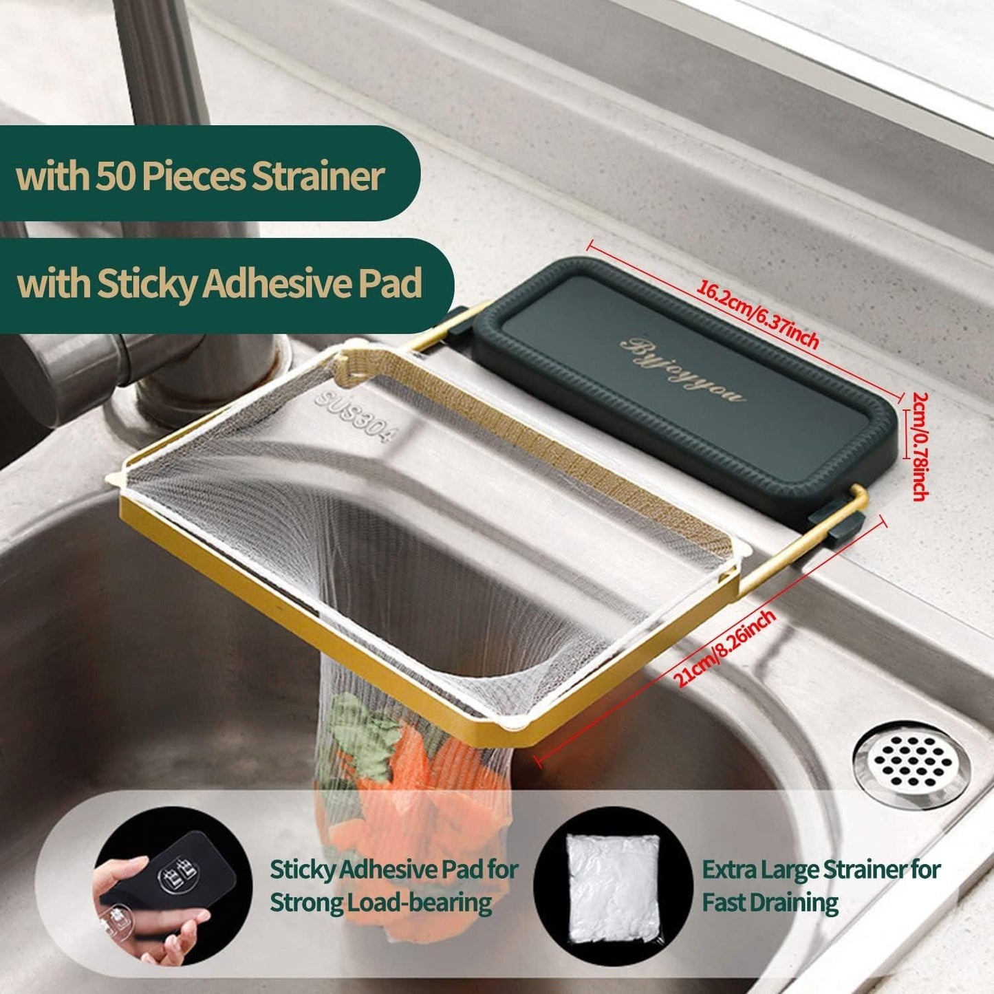 100 Pcs Kitchen Sink Filter Mesh Bags with Suction Cup – Food Waste & Drain Strainer Nets