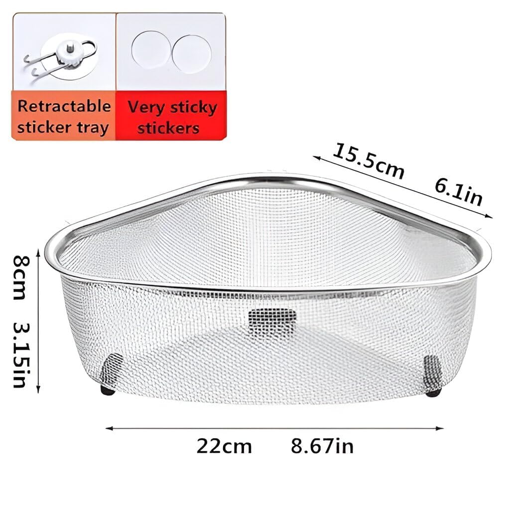Kitchen Sink Drain Basket Triangle Shape Stainless Steel