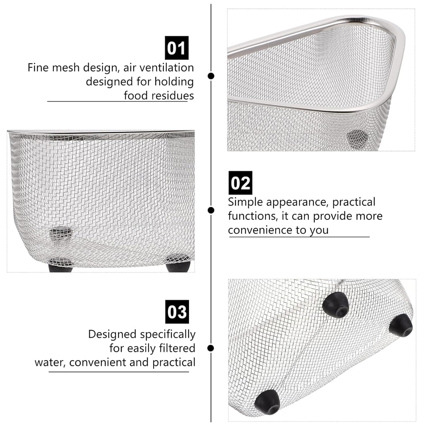 Kitchen Sink Drain Basket Triangle Shape Stainless Steel