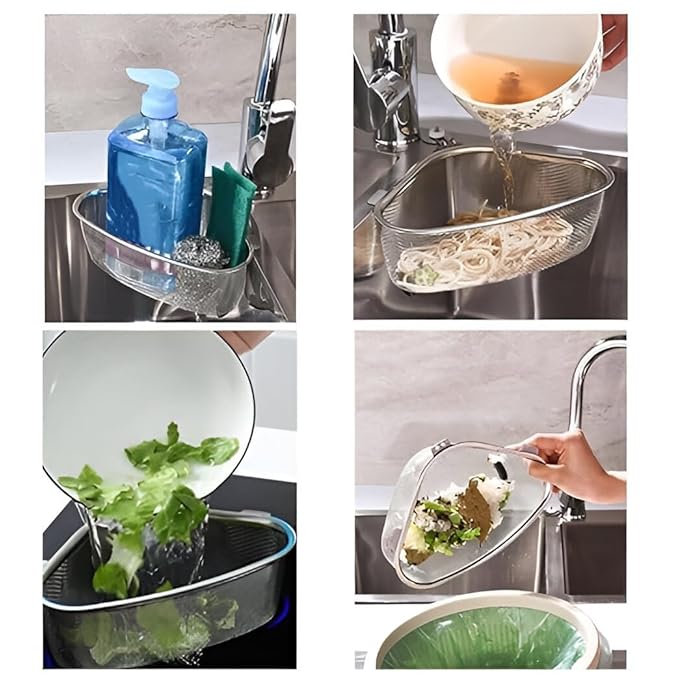 Kitchen Sink Drain Basket Triangle Shape Stainless Steel